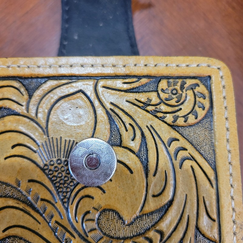 Horse Western Phone Holster Tan Brown Genuine Leather 7''x 3.5 '' In Box gallery