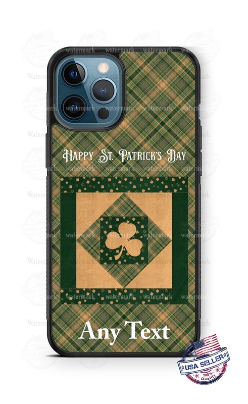 Happy St. Patrick’s Day Plaid Personalized Phone Case fits iPhone Samsung Google