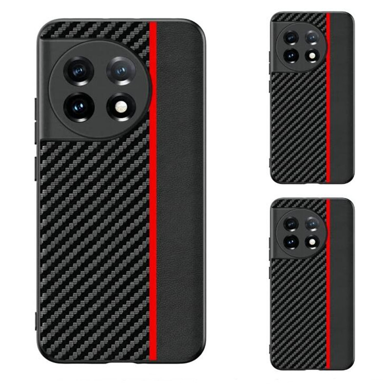 For OnePlus 11 5G Carbon Fiber Textured Leather Slim Bumper Case Cover