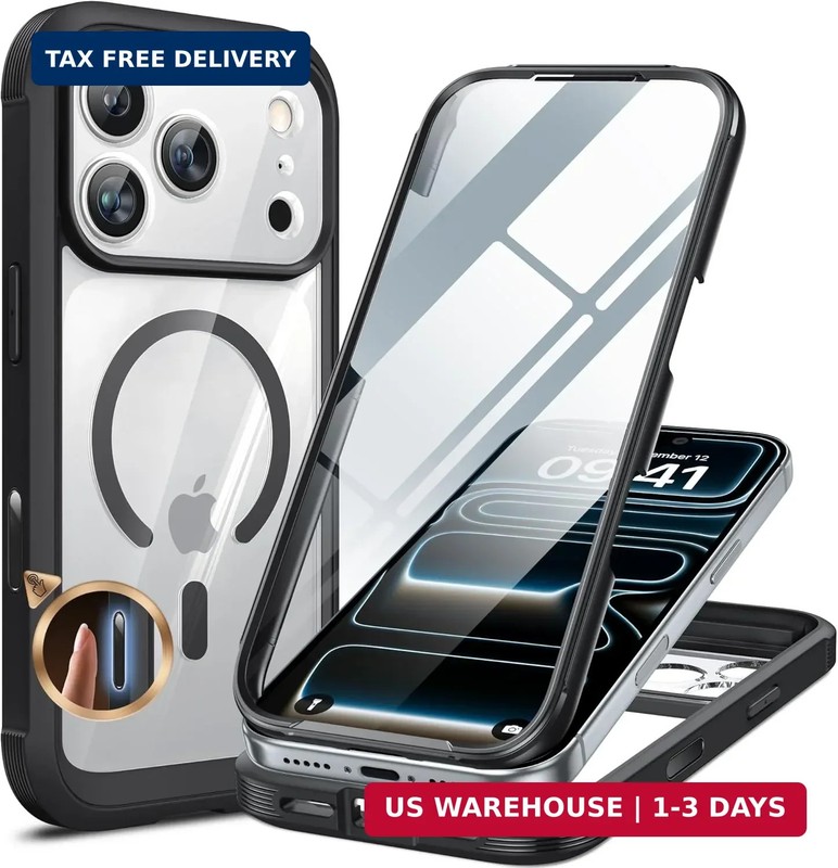 Miracase for iPhone 17 Pro Max Case 6.9″ Full-Body Phone Case with Built-in Glas