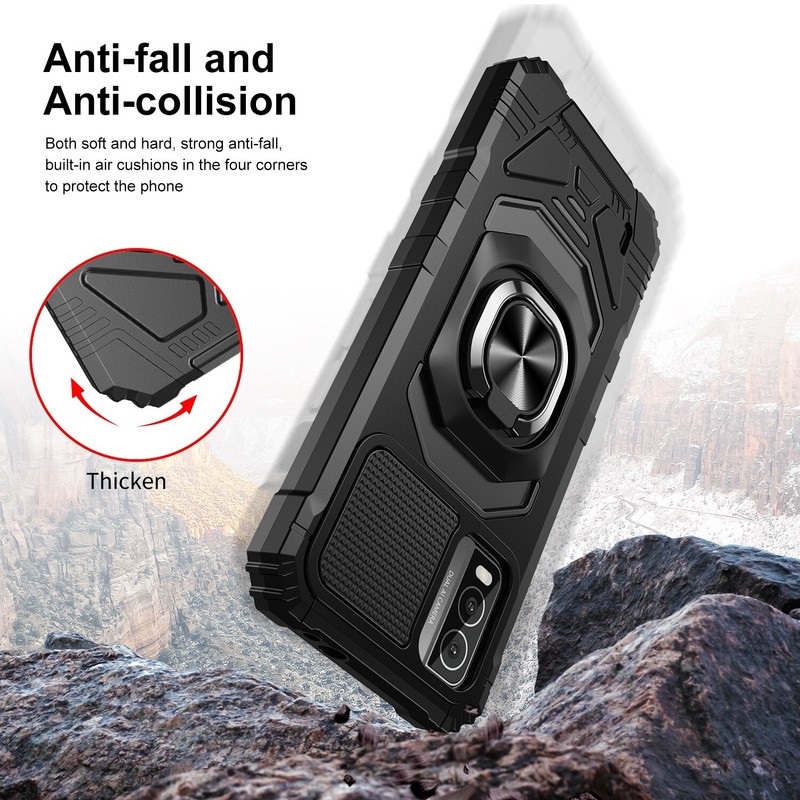 For Nokia C210 Case Shockproof Ring Kickstand Phone Cover with Tempered Glass gallery