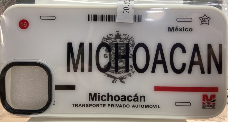 Mexico “Novelty Plate” Snap On MICHOACAN Phone CASE FOR “APPLE iPhone 15 PLUS”