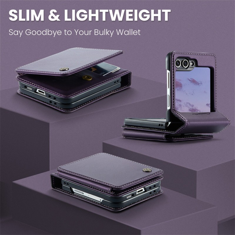 For Samsung Galaxy Z Flip 6 Case with RFID Blocking Card Holder Durable Leather gallery
