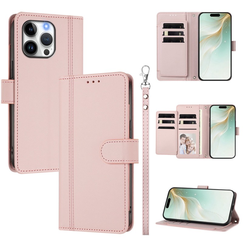 9 Cards Leather Wallet Case Flip Stand Phone Cover Bag Strap For Various Phone