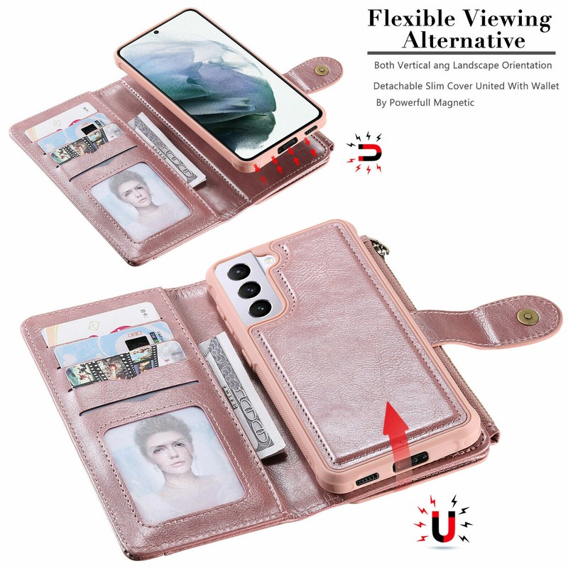 Zipper Leather Wallet Phone Case For iPhone 11 12 13 14 15 Pro Max XR XS 7 8 SE gallery