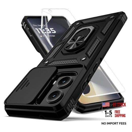 for Motorola Edge 2024 Case,with Camera Lens Cover HD Moto Edge 2024 Black