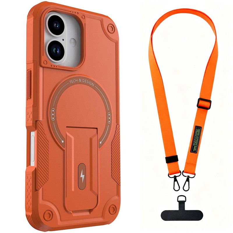 For iPhone 17 Pro Max/17 Air/Pro/17 Case Lanyard Cover Orange / Screen Protector