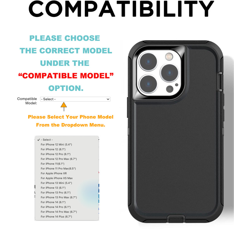 For iPhone 15 14 13 12 11 Pro Max XR 6 7 8 Plus Shockproof Case Screen Protector gallery