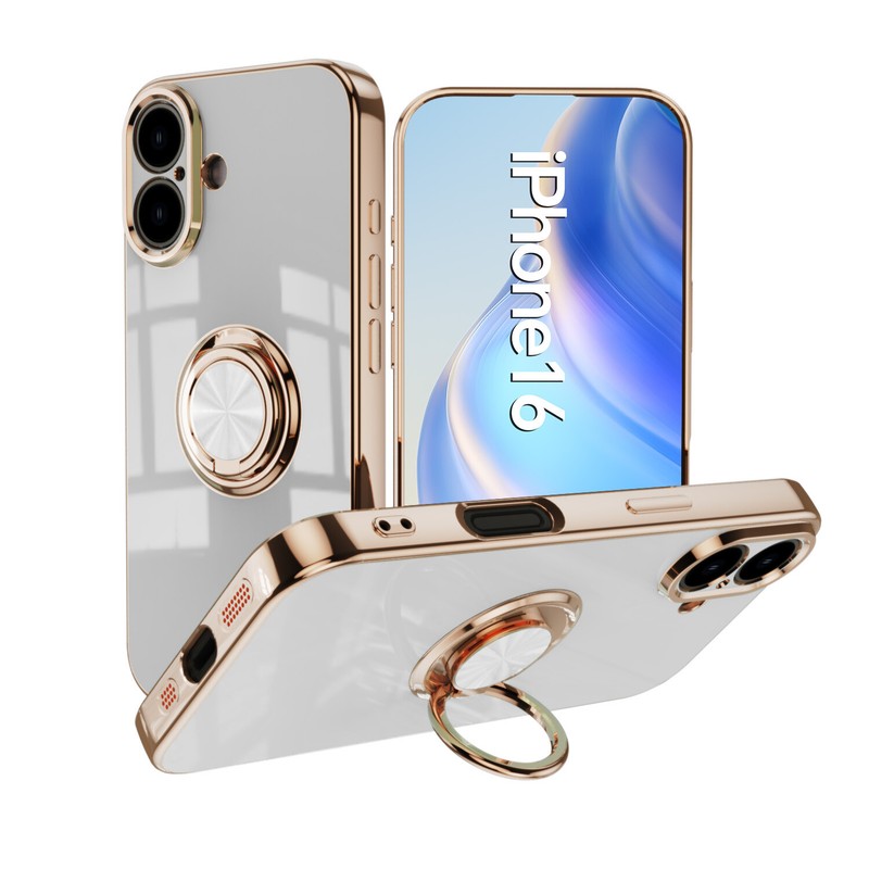 For iPhone 16 Pro Max Pro Plus Magnetic TPU Case with 360°Rotatable Ring Holder