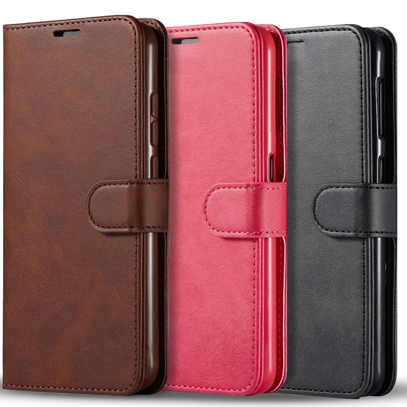 For Google Pixel 6A Case, Leather Wallet Pouch Cover + Tempered Glass Protector