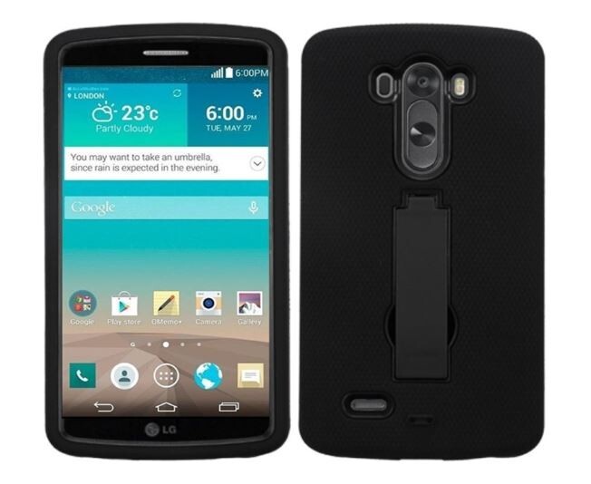 Asmyna Phone Case with Kickstand for LG G3, Black