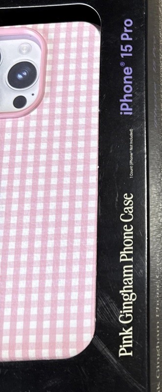 Hello Lux iPhone 15 Pro Case Pink Gingham gallery