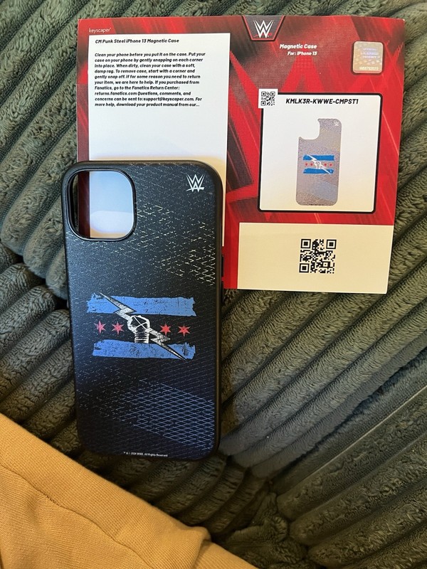 Keyscaper CM Punk OFFICIAL WWE Magnetic iPhone 13 Case Black Chicago Flag Design