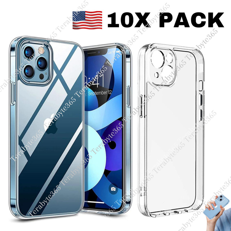 10X Lot Shockproof Clear TPU Case Protector For iPhone 13 Pro Max 12 Mini Cover