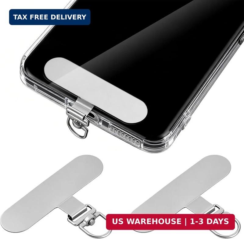2 Pcs 360° Rotatable Phone Tether Tab, Silver Stainless Steel Cell Phone Lanyard