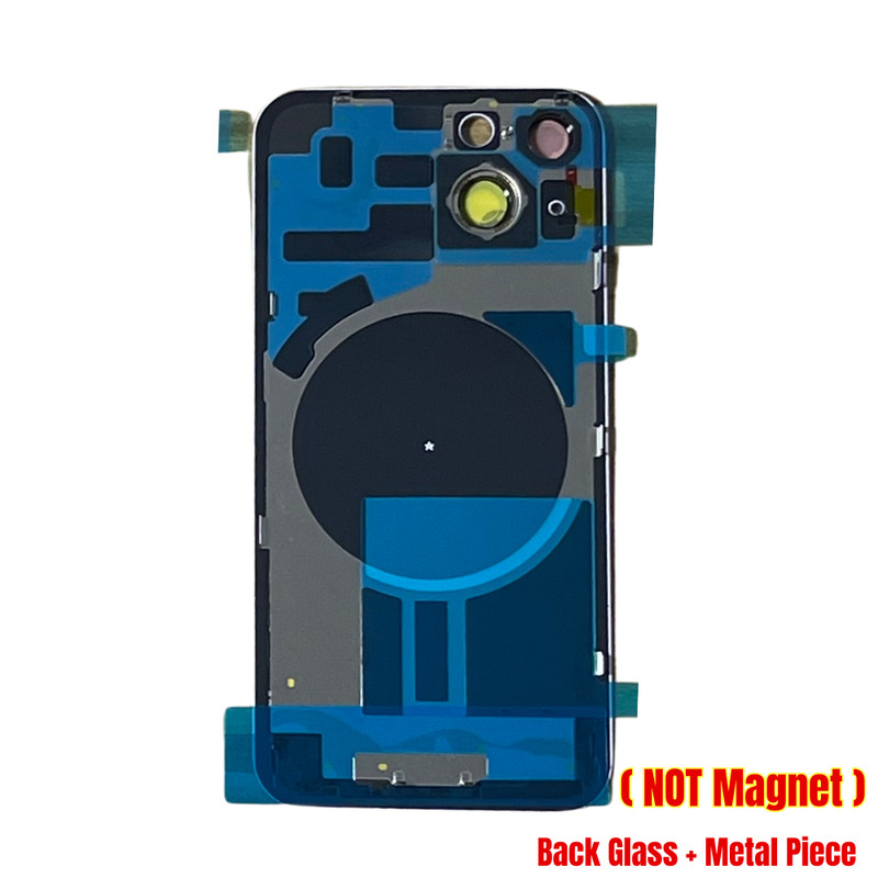 For iPhone 16 15 Pro 14 Back Glass Replacement Rear Cover With Metal+ Magnet Lot