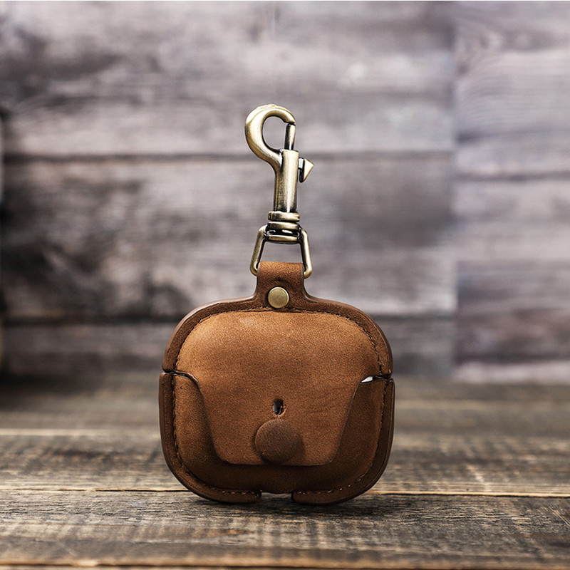 For Apple AirPods 3 Case Crazy Horse Leather Hook Portable Anti-Drop Cover gallery