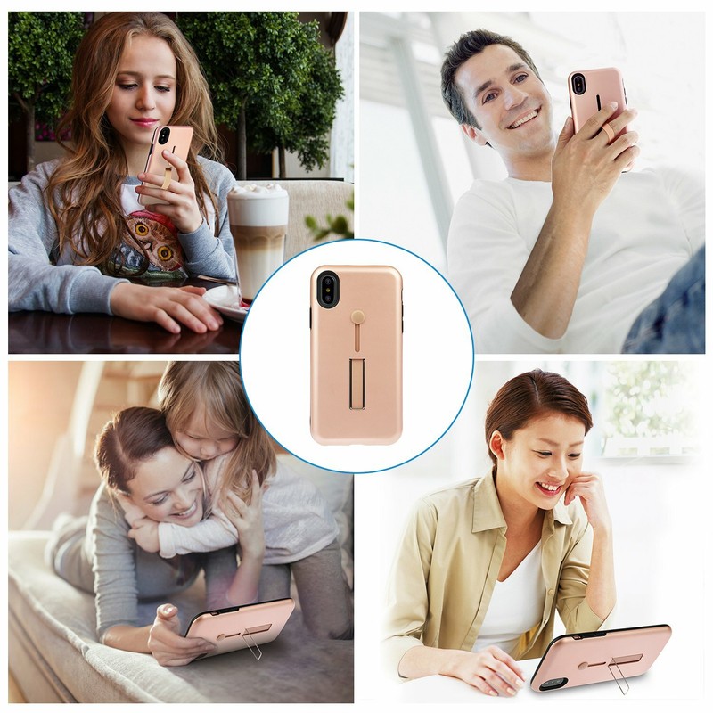 For iPhone 8/8 Plus/X Ring Stand Case Cover Shockproof Hard Case Cover W/Stand gallery