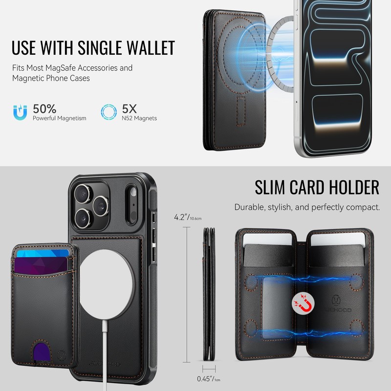 2-in 1 Mag Safe Case For iPhone 17 Pro Max Air 16 15 14 13 12 Detachable Wallet gallery