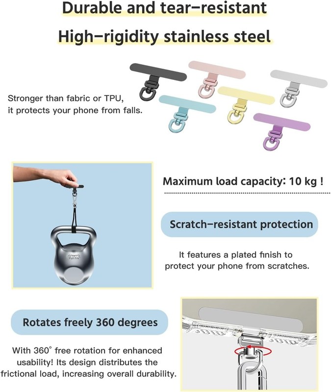 Secured 2-Pack Phone Tether Tabs - Ultra-Thin Metal Lanyard for iPhone & Android gallery