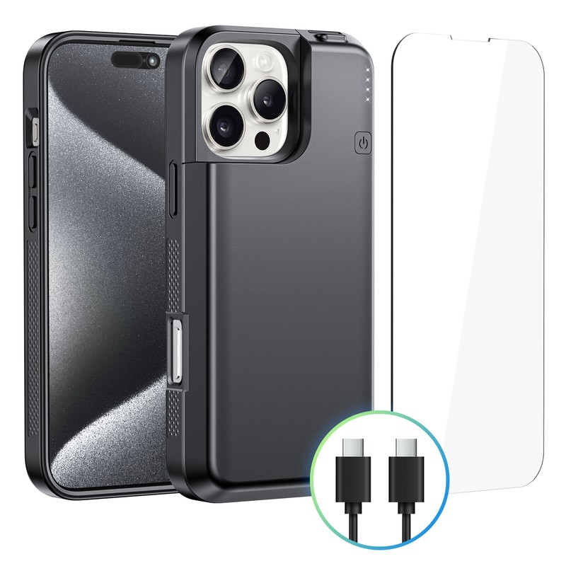 NEWDERY Wireless Battery Case for iPhone 16 Pro Max Power Bank Charging 8000mAh