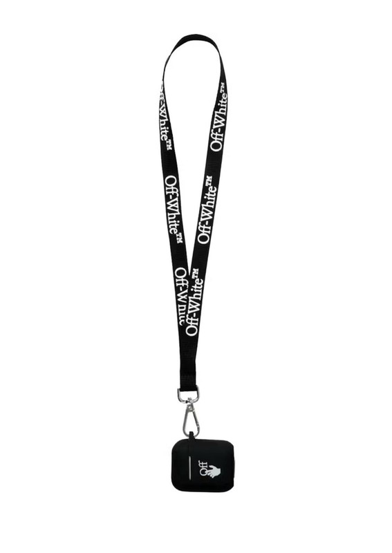Off-White Black Silicone Logo Case with Lanyard, Includes Lanyard and Case