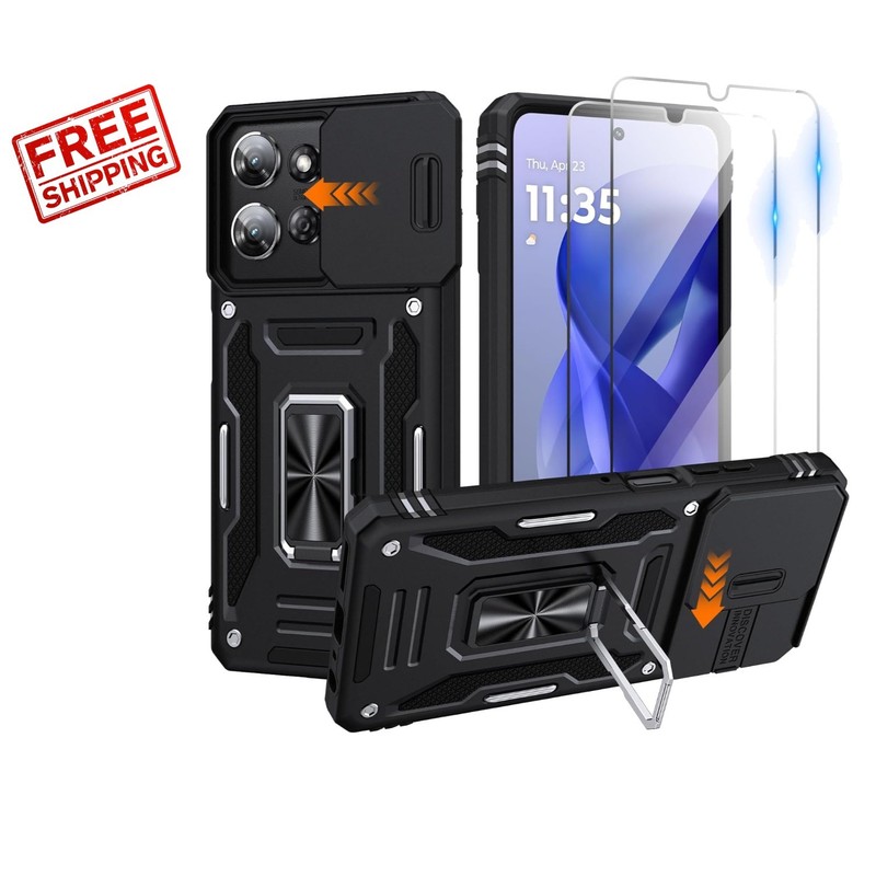 Military Grade Black Case for Moto G Power 2025/2026 with 2 HD Screen Protectors