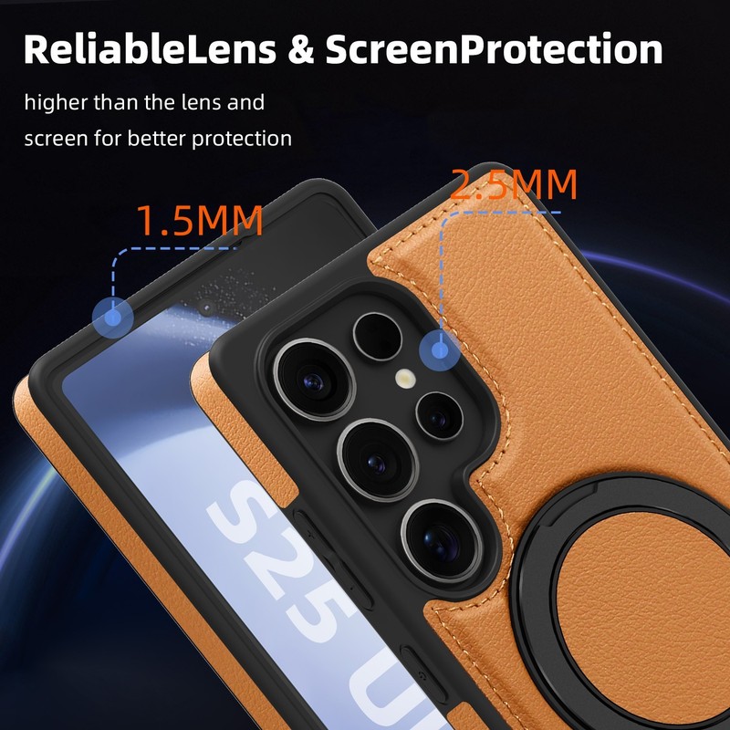 For Samsung Galaxy S25 S24 S23 FE S22 Ultra Leather Magnetic Ring Case Cover gallery