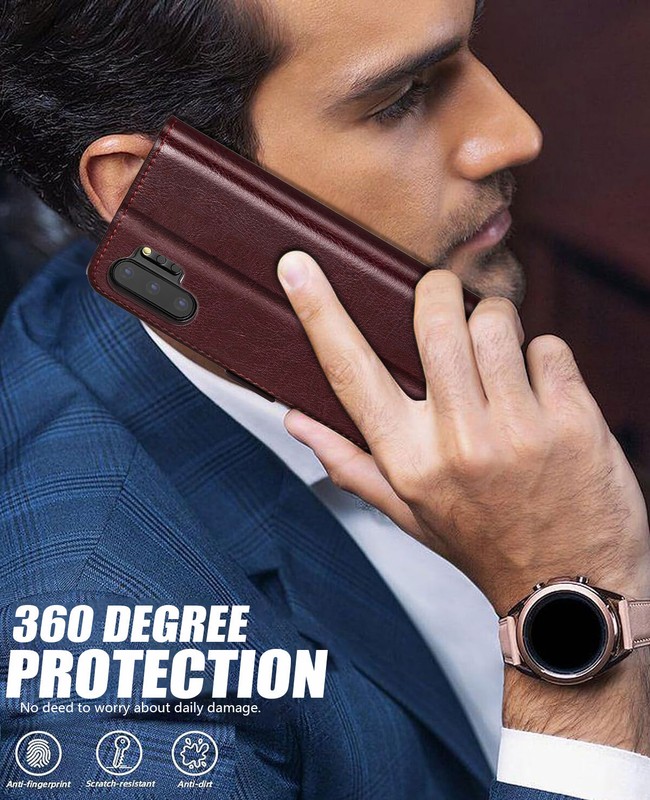 For Samsung Galaxy NOTE 10 Plus NOTE10 Case Leather Wallet Magnetic Cover Brown gallery