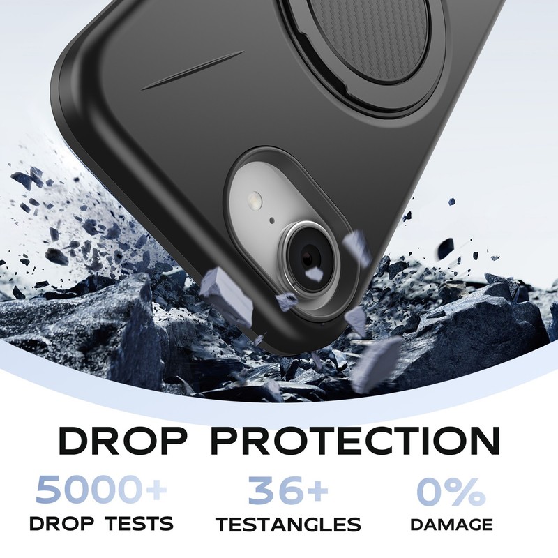 Magnetic Case for iPhone 17e/16e - Full Protection with 360° Rotating Ring Stand gallery