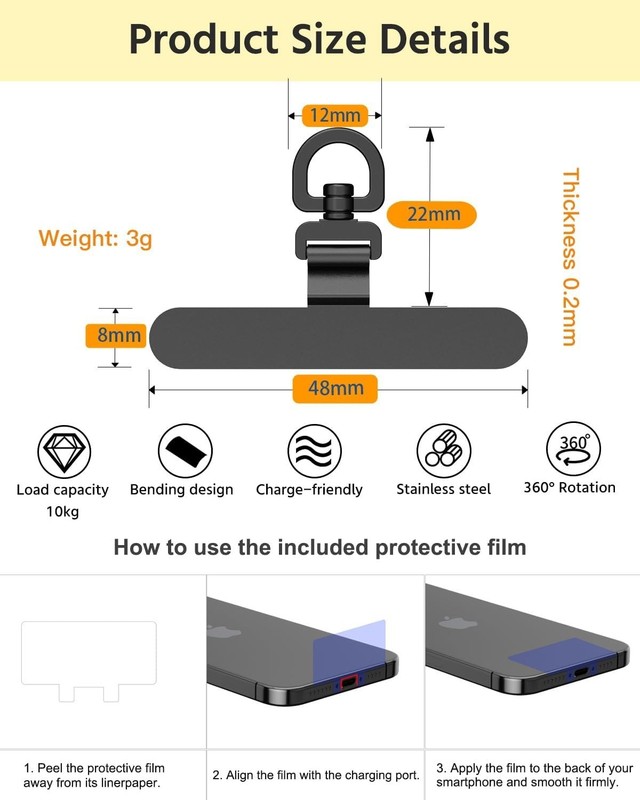 Secured 2-Pack Phone Tether Tabs - Ultra-Thin Metal Lanyard for iPhone & Android gallery