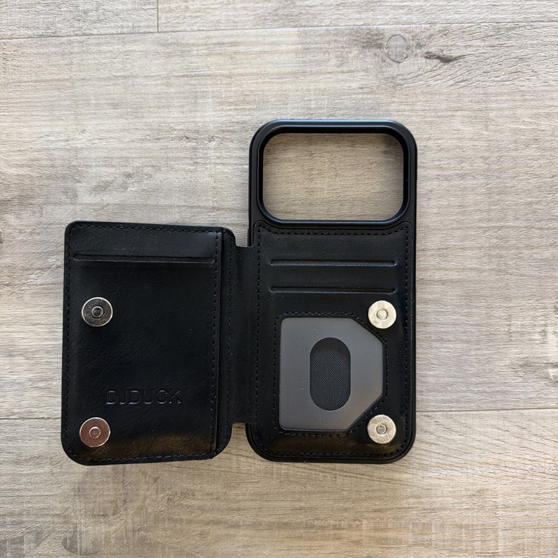 DJDUCK Designed for iPhone 17 Pro Case Wallet with Card Holder Black gallery