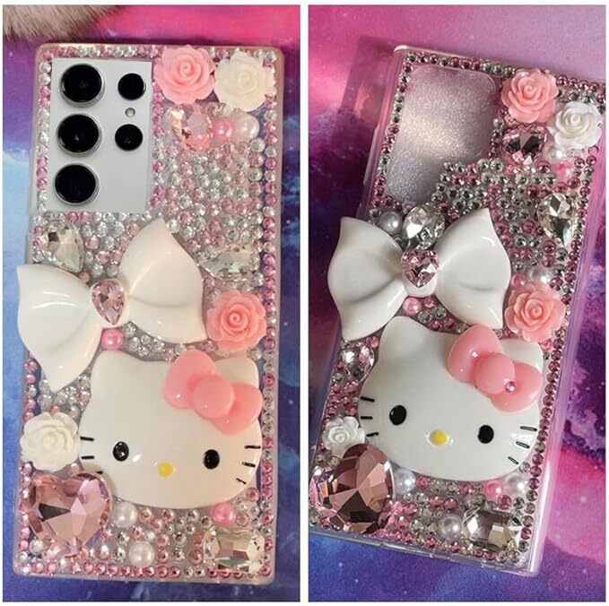 Bling 3D Cartoon Hello Kitty Case For Samsung S26 S25 S24 S23 S22 S21 Ultra Plus gallery