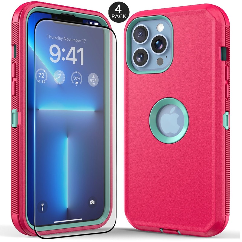 For iPhone 12 Pro 12 Pro Max Phone Case Heavy Duty Shockproof +4 Tempered Glass