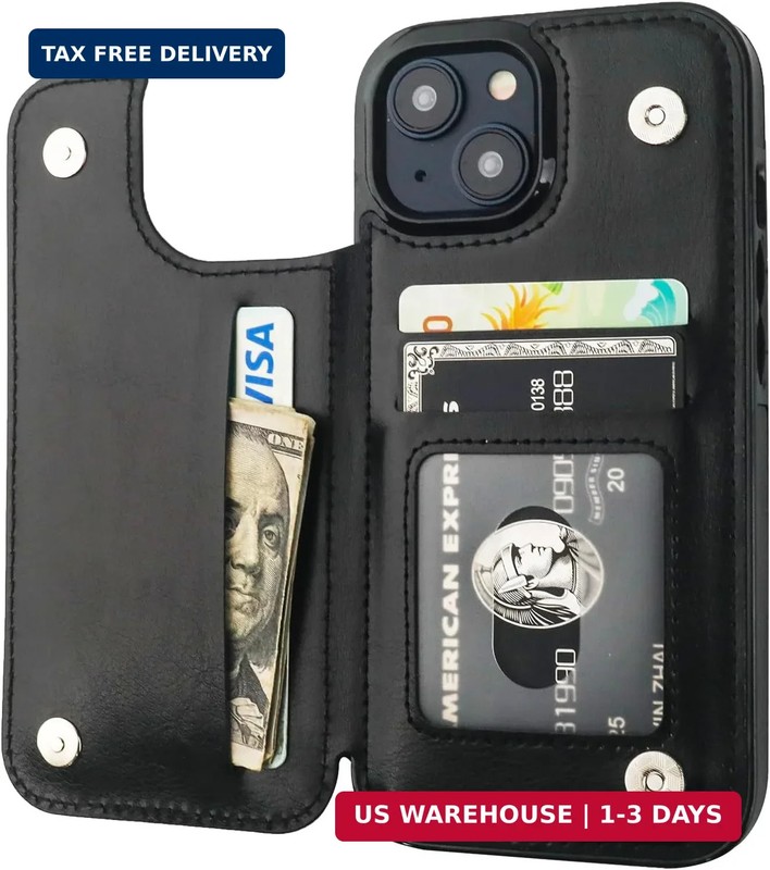ONETOP Compatible with iPhone 15 Wallet Case with Card Holder, PU Leather Kickst