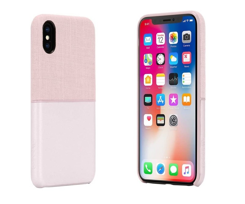 Incase Case for iPhone XS & X Textured Snap Shockproof Slim Fabric – Rose Gold