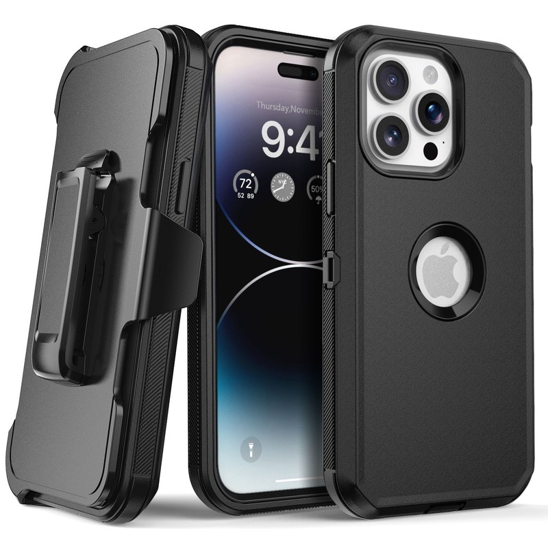 For iPhone 14 Pro Max Plus Pro Case Hybrid Rugged Belt Clip Cover/Tempered Glass
