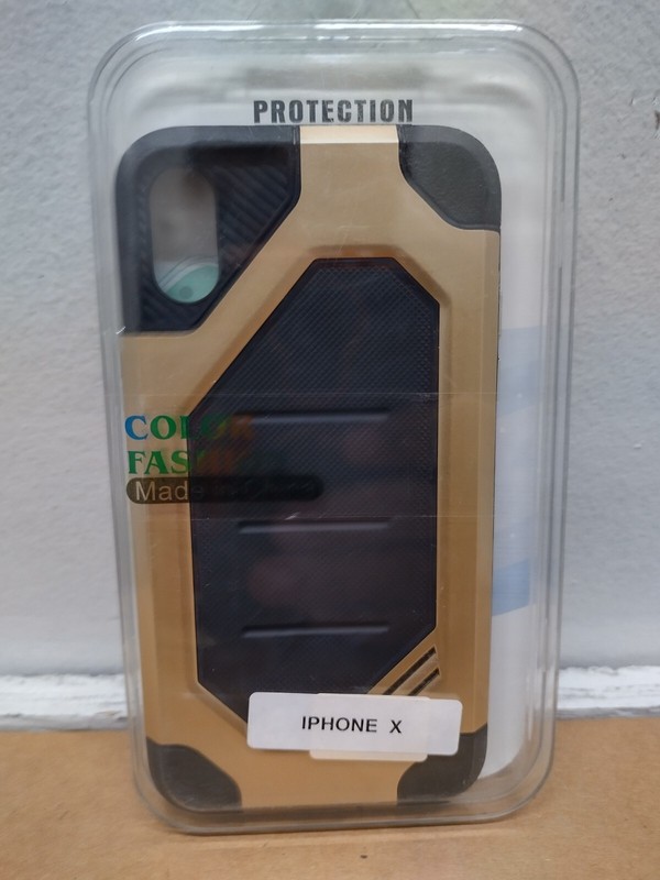 Color Fashion Silicon/ UV Coated Polycarbonate iPhone X Protective Case – Gold