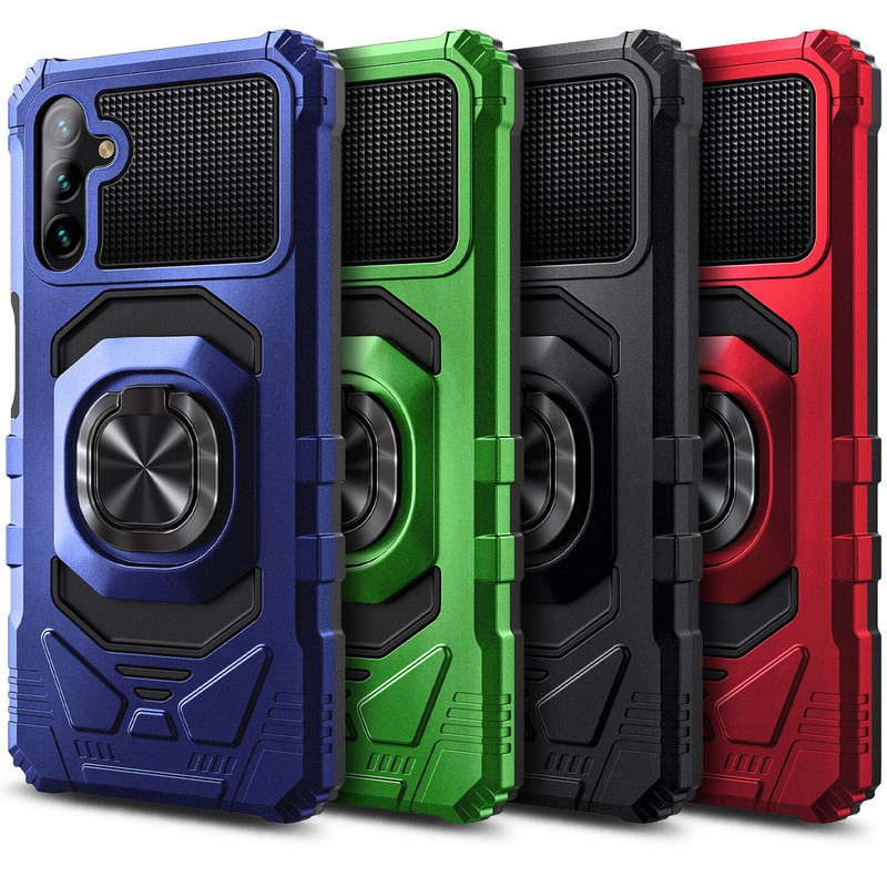 For Samsung Galaxy A25 5G Case Armor Ring Shock Hard Cover with Tempered Glass