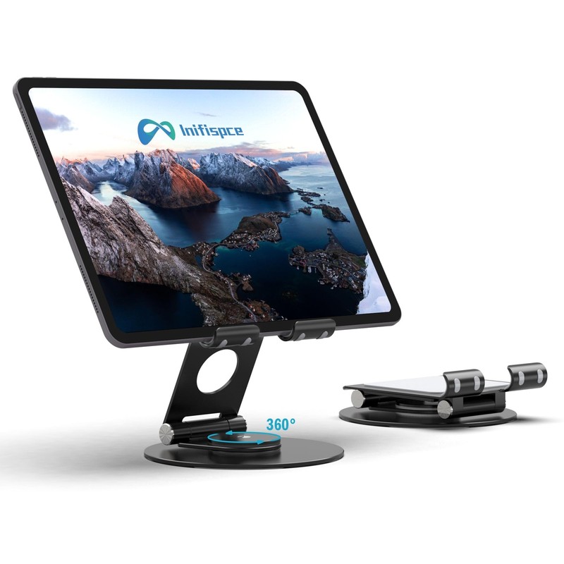 Swivel Tablet Stand, Aluminum Portable 360°Rotating Adjustable Tablet Holder …