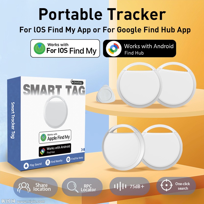 4Pack Air Tracker Tags for Android iOS Smart Bluetooth Key Locator Bags Wallet