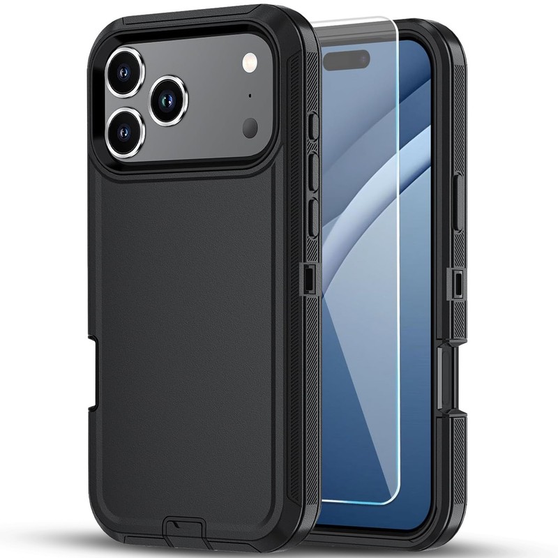 For iPhone 17 Pro Max Case 17 Air Phone Cover Bumper Shockproof +Tempered Glass