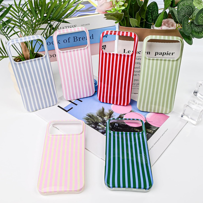 Compatible with Iphone 17 Pro Case,Cute Aesthetic Striped Pattern Cover for Wome gallery