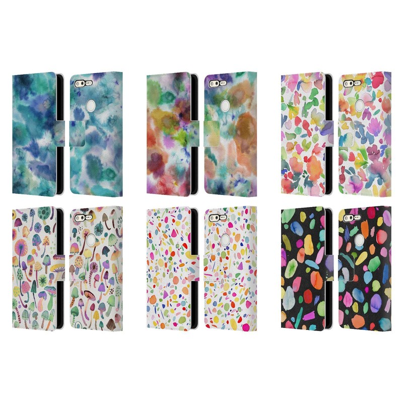 OFFICIAL NINOLA COLORFUL ABSTRACT SHAPES LEATHER BOOK CASE FOR GOOGLE PHONES