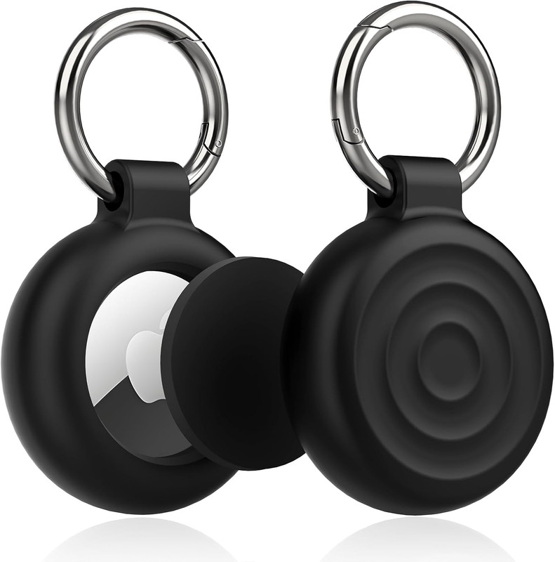 Airtag Holder Keychain Case, 2-Pack Silicone Protective Cover with Key Ring