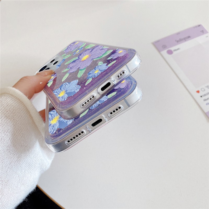 Cute Oil Painting Floral Glitter Quicksand Case for Samsung S26 S25 S24 Ultra gallery
