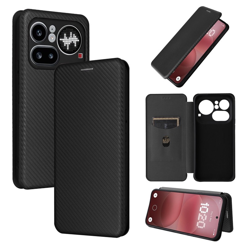 For Nothing phone 4A Pro Carbon Fiber Pattern PU Leather Business Wallet Case