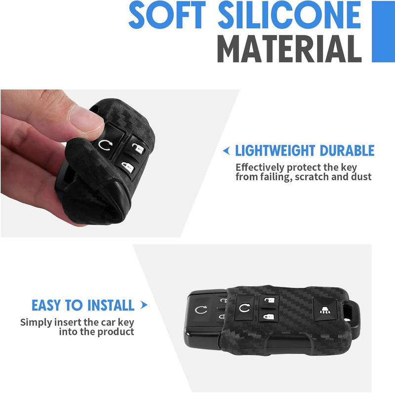 Key Fob Case Cover Carbon Fiber Pattern Silicone Cover Compatible with Chevrolet gallery