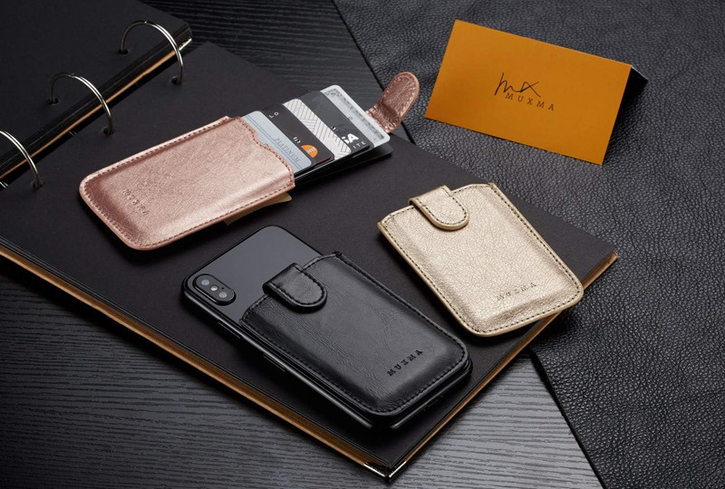 Phone Card Holder RFID Blocking Sleeve, Pu Leather Back Phone Wallet Stick gallery
