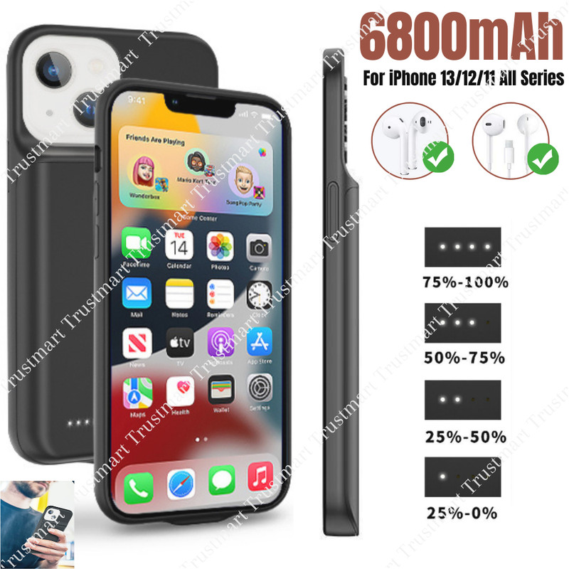 6800mAh Battery Charger Case For iPhone 13 12 Mini 11 Pro Max Power Bank Cover